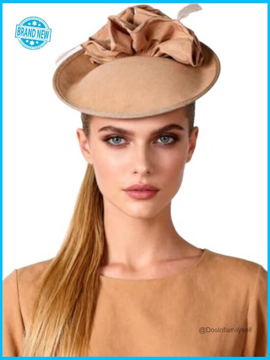 Vintage Pillbox Cap Fascinator Elegant Church Wool Felt Fedora Adjustable main image 5
